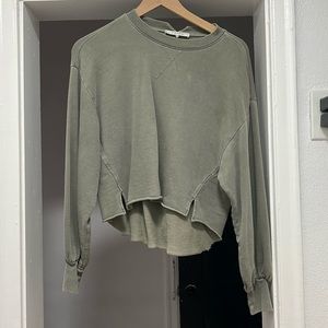 Cropped fretted bottom sweater